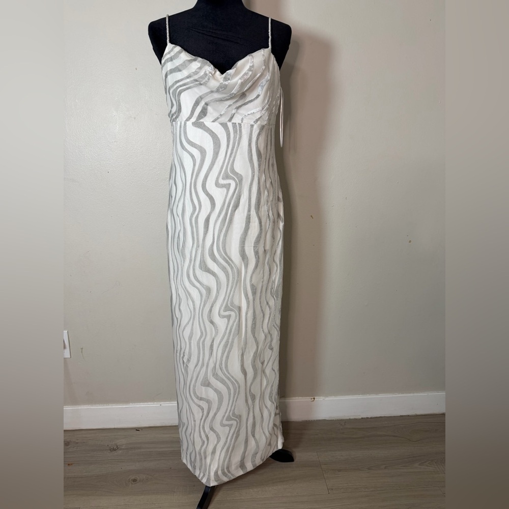 Parker White and Gray Maxi Dress